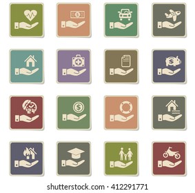 insurance hand web icons for user interface design
