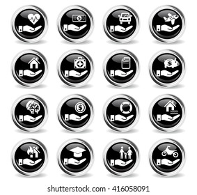 insurance hand web icons for user interface design