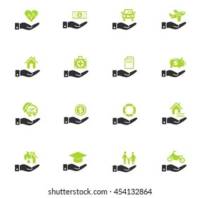 insurance hand web icons for user interface design
