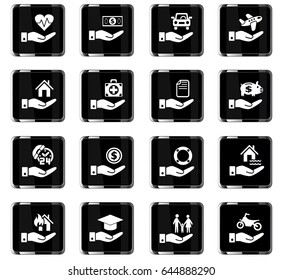 insurance hand web icons for user interface design