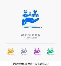 insurance, health, family, life, hand 5 Color Glyph Web Icon Template isolated on white. Vector illustration