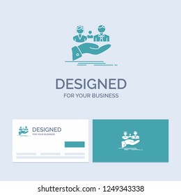 insurance, health, family, life, hand Business Logo Glyph Icon Symbol for your business. Turquoise Business Cards with Brand logo template.
