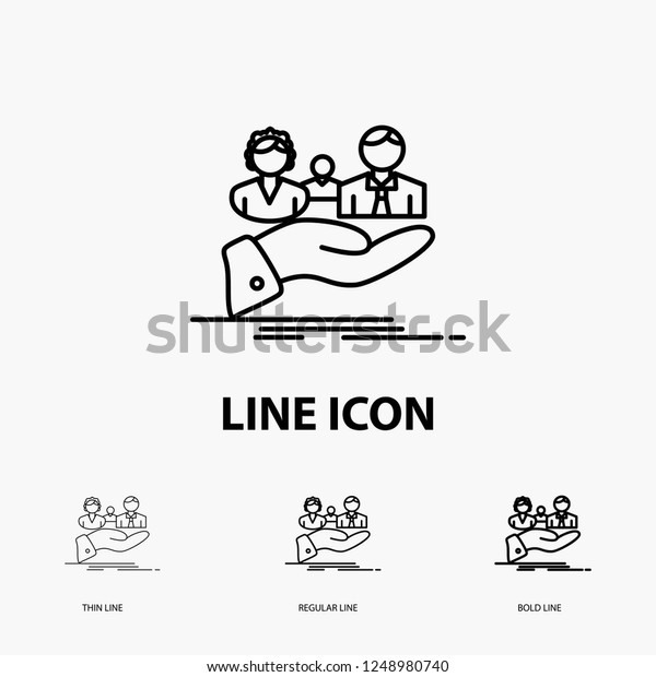 insurance, health, family,\
life, hand Icon in Thin, Regular and Bold Line Style. Vector\
illustration