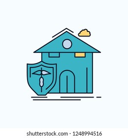 Insurance, Home, House, Casualty, Protection Flat Icon. Green And Yellow Sign And Symbols For Website And Mobile Appliation. Vector Illustration