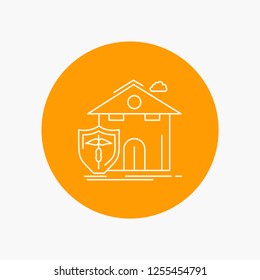 Insurance, Home, House, Casualty, Protection White Line Icon In Circle Background. Vector Icon Illustration