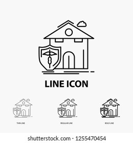 Insurance, Home, House, Casualty, Protection Icon In Thin, Regular And Bold Line Style. Vector Illustration