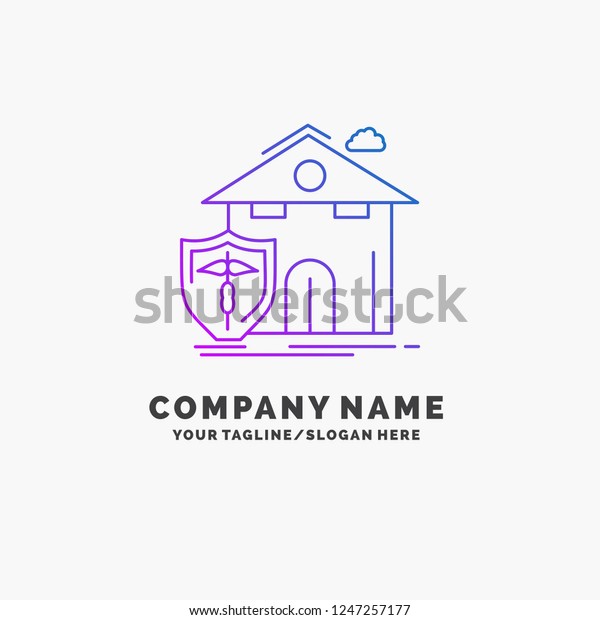 insurance, home, house, casualty,\
protection Purple Business Logo Template. Place for\
Tagline