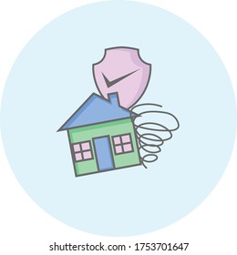 Insurance for home of tornado vector icon. Trendy insurance icon on blue background for web and mobile graphic.
