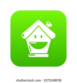 Insurance house icon green vector isolated on white background