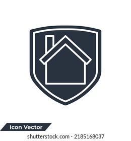 Insurance House Icon Logo Vector Illustration. Shield And Home Symbol Template For Graphic And Web Design Collection