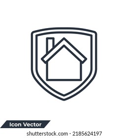 Insurance House Icon Logo Vector Illustration. Shield And Home Symbol Template For Graphic And Web Design Collection