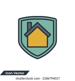 Insurance House Icon Logo Vector Illustration. Shield And Home Symbol Template For Graphic And Web Design Collection