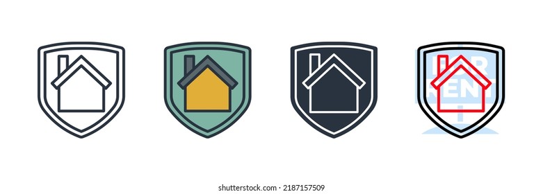 Insurance House Icon Logo Vector Illustration. Shield And Home Symbol Template For Graphic And Web Design Collection