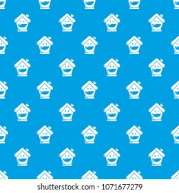 Insurance house pattern vector seamless blue repeat for any use