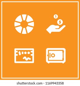 insurance icon. 4 insurance vector set. safebox, check, life preserver and get money icons for web and design about insurance theme