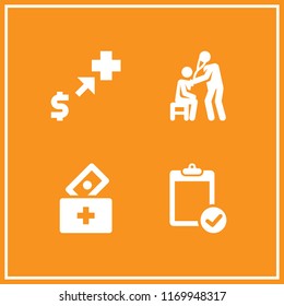 insurance icon. 4 insurance vector set. donation, health care and verification of clipboard icons for web and design about insurance theme