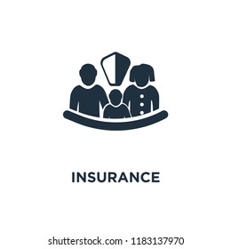 Insurance icon. Black filled vector illustration. Insurance symbol on white background. Can be used in web and mobile.