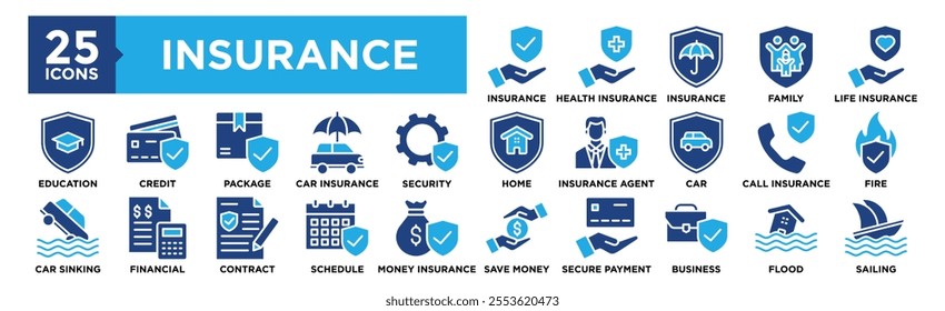 Insurance icon collection set. Containing design Insurance, Health, Family , Life 