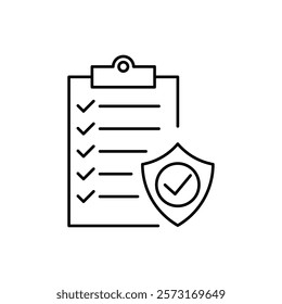 insurance icon, coverage policy linear sign on white background - editable stroke vector illustration eps10