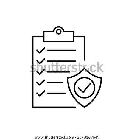 insurance icon, coverage policy linear sign on white background - editable stroke vector illustration eps10