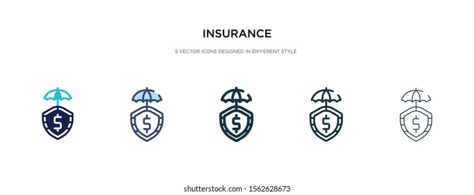 insurance icon in different style vector illustration. two colored and black insurance vector icons designed in filled, outline, line and stroke style can be used for web, mobile, ui