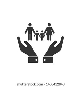 Insurance Icon. Illustration of Protection for Life or Families  As A Simple Vector Sign & Trendy Symbol in Glyph Style for Design and Websites, Presentation or Application.