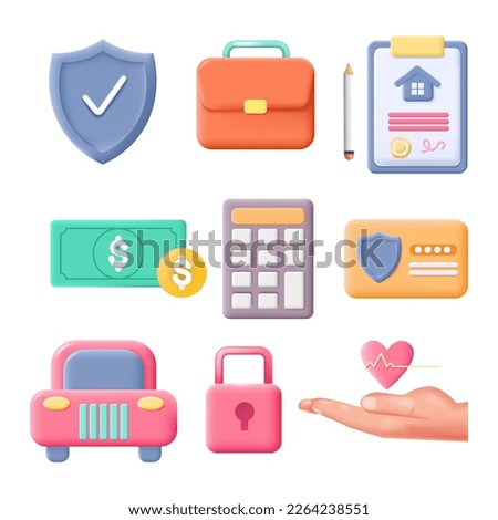 Insurance icon isolated 3d vector set on white