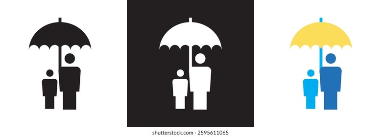 Insurance icon. Isolated on white, and black background. Vector illustration. EPS 10