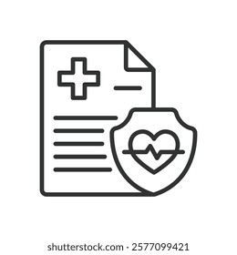 Insurance, icon in line design. Insurance, protection, security, safety, coverage, policy, risk on white background vector. Insurance editable stroke icon