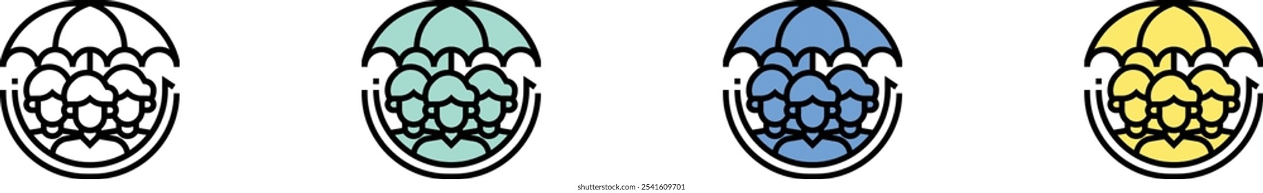 insurance icon. Outline, Green, Blue and Yellow Style Design Isolated On White Background