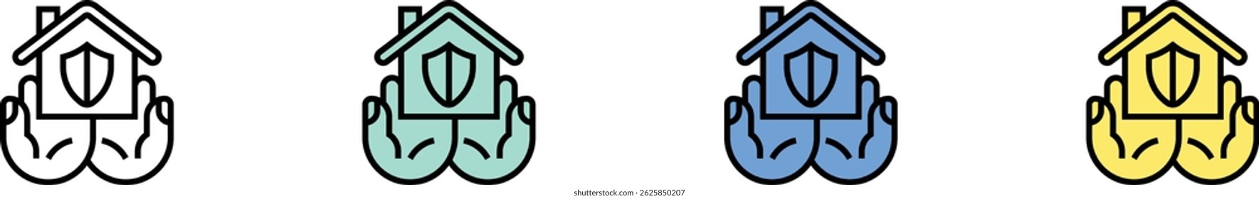 insurance icon. Outline, Green, Blue and Yellow Style Design Isolated On White Background