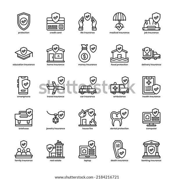 Insurance icon pack for your website design,\
logo, app, UI. Insurance icon outline design. Vector graphics\
illustration and editable\
stroke.