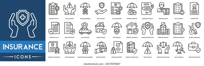 Insurance icon. Insurance Policy, Risk Coverage, Insurance Premium, Policyholder, Claim Processing, Business Insurance icon