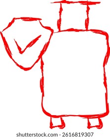 insurance icon in scribble style. red line scribble icon