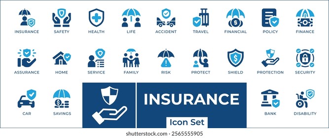 Insurance Icon Se. Features editable icons for health insurance, safety, risk management, etc. Perfect for insurance companies, financial advisors, and insurance brokers.