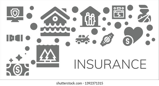 insurance icon set. 11 filled insurance icons.  Collection Of - Antivirus, Disaster, Seat belt, Damage, Bill, Belt, Family, Flood, Earthquake, Charity, Accident