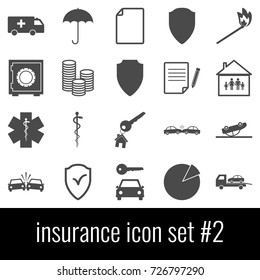 Insurance. Icon set 2. Gray icons on white background.