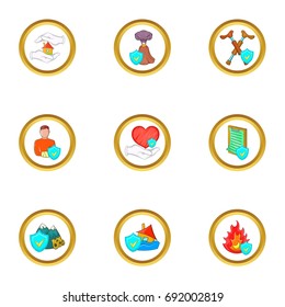 Insurance icon set. Cartoon set of 9 insurance vector icons for web isolated on white background