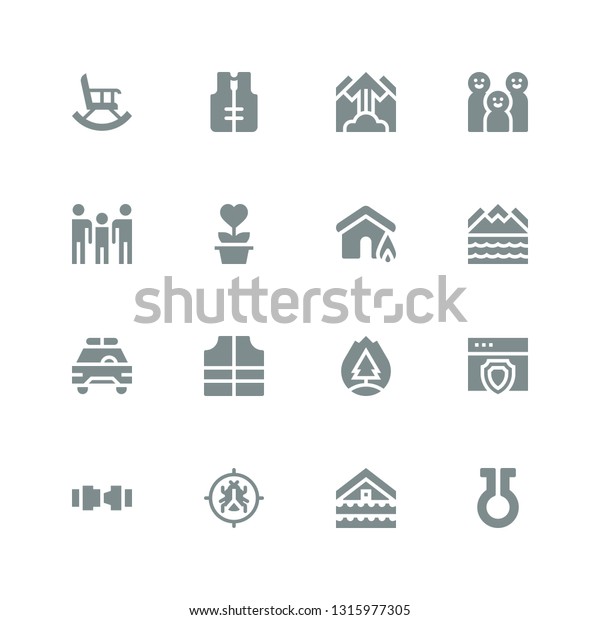 insurance icon set.\
Collection of 16 filled insurance icons included Life, Flood,\
Antivirus, Safety belt, Forest fire, Lifejacket, Safety car,\
Insurance, Charity, Family,\
Avalanche