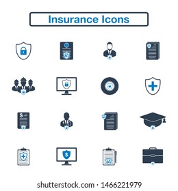 Insurance Icon set. Flat style vector EPS.