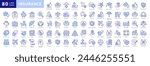 Insurance icon set. With medical, Legal, Car, Pet, Travel Insurance icons and much more. Dual Color Flat icons vector collection