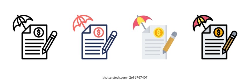 Insurance icon set multiple style collection