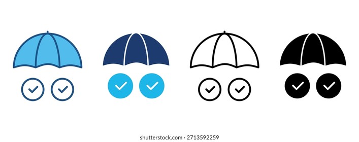 Conjunto de iconos de seguros con varios estilos. Ilustración vectorial