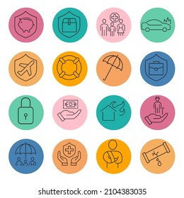 Insurance icon set . Insurance symbol pack vector elements for infographic web. with trend color