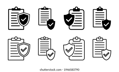 Juego de iconos de seguros. vector de símbolo de seguro