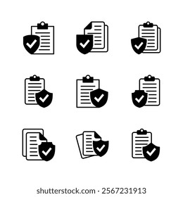 Insurance icon set. insurance symbol vector