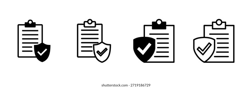 Conjunto de iconos de seguros. Vector de símbolos de seguros