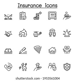 Insurance icon set in thin line style