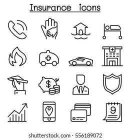 Insurance icon set in thin line style