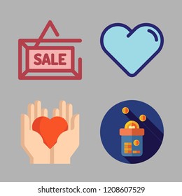 insurance icon set. vector set about donation, sale and heart icons set.